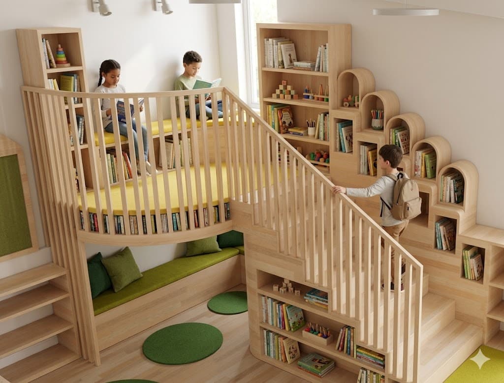 Library design concept — mezzanine reading nook